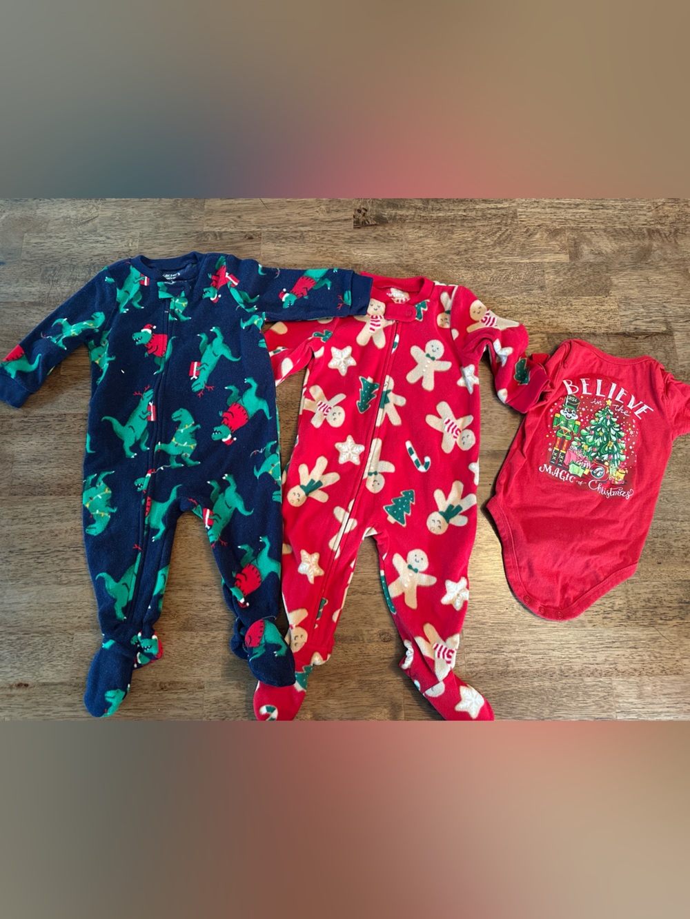 Holiday Baby Footed Pajama Set - Dinosaurs & Gingerbread